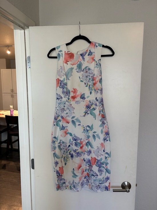 Calvin Klein Dresses & Skirts - Calvin Klein White Midi Dress with Coral & Lavender Florals